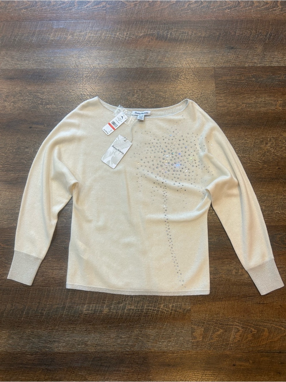 Tommy Bahama Cream Embellished Women's Sweater